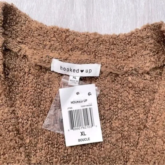 Women's Trendy XL NWT Brown Cozy Boucle Short Cardigan Sweater XL - Picture 2 of 3